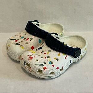 CROCS White Paint Splatter Slip On Classic Clogs Shoes Kids Toddler Size C6